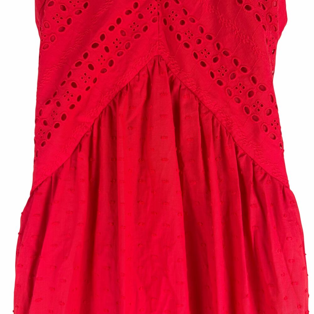 Super Natural by Secret Mission Daniella Cotton Eyelet Dress Red Size S - Picture 12 of 15